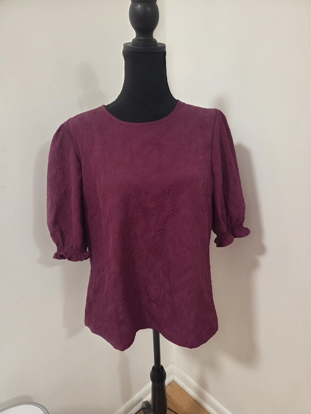 Ted Baker Plum Puff Sleeve Textured Blouse